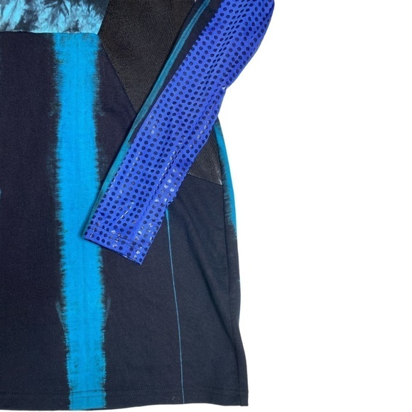 Nuvula Mixed Print Bodycon Mini Dress Tie Dye & Faux Sequin Long Sleeve Small - Picture 4 of 12